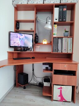 Rohový PC stůl se šuplíkem na tiskárnu - 5