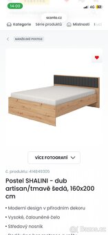 Postel s roštem dub Artisan 160x200 - 5