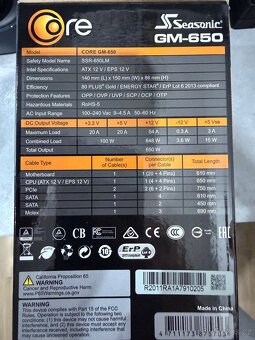 Zdroj Seasonic Core GM 650 Gold - 5