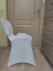 Bílé svatební potahy na židle, univerzální elastické - 5