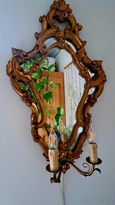 Starožitné osvětlené zrcadlo, lampička - 5