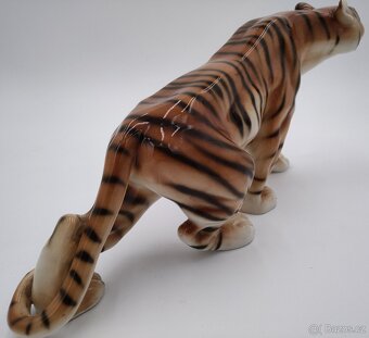 Krásný starý porcelánový tygr, Royal Dux, cca 39 cm - 5