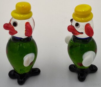 Sběratelské staré retro skleněné Figurky 2x Klaun 6,5cm - 5