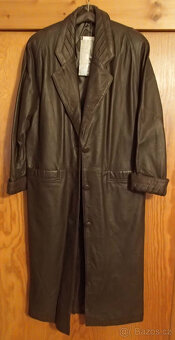 Kožený hnědý dámský kabát - 5