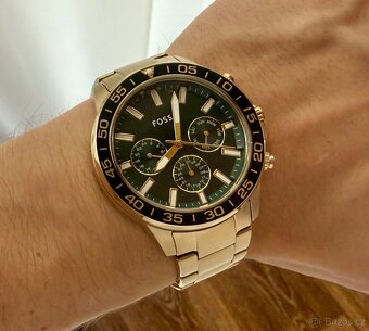 FOSSIL Bannon Chronograf Zlaté,zelený ciferník,set MEN/WOMEN - 5