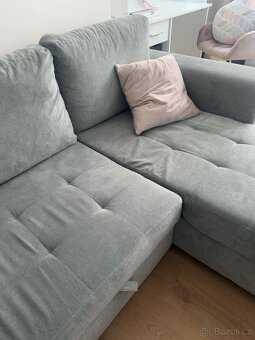 Rohová sedačka s úložným prostorem,rozkládací funkcí a kober - 5