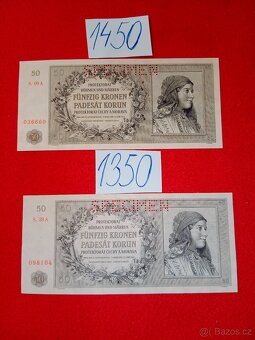 Protektorát Čechy a Morava druhá část ceny u každé bankovky - 5