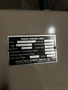 Prodám lis na desky síla 100 t Wabas hydraulic pres C 100 - 5