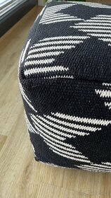 Bavlněný pouf Square černobílý, znacky Hubsch - 5