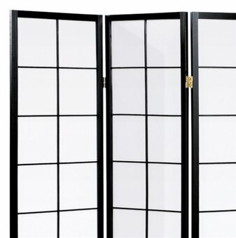 4 dílný dřevěný paravan bílý, černý - 5