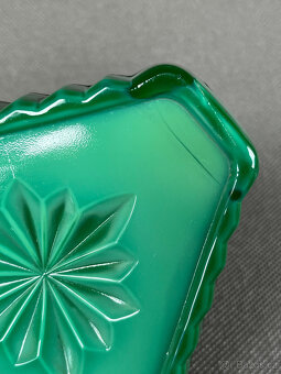 Art Deco popelník, malachitové jade sklo - 5