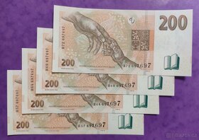 Bankovky stejná čísla -UNC neoběhové 100/200/500Kč Nové sady - 5