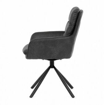 Jídelní židle s područkami v šedé látce - 5