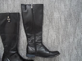 Černé kožené boty kozačky Carini - 39 - 5