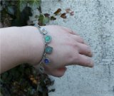 Starožitný stříbrný náramek s ověsky se smalty - 5