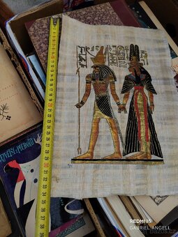 Bůh Hor s Bohyní ( zlacený obraz na papyrusu ) - 5