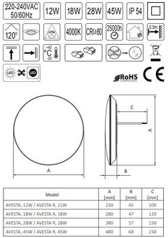 LED svítidla Brilum AVESTA 12W R s pohybovým senzorem, NOVÉ⭐ - 5
