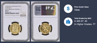 Zlatý československý 2 dukát Karel IV. 1978 NGC MS67 - 5
