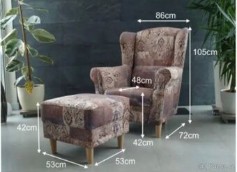 Prodám křeslo Ušák WANGI + Taburet - 5