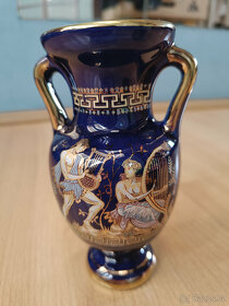 grecka keramika - modra so zlatym ornamentom - vaza a salok - 5
