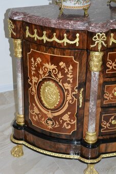 Zámecká intarzovaná komoda s mramorovou deskou XXL - 5