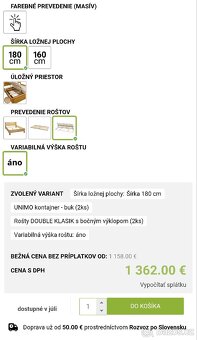 Postel Fines ERNESTA s rošty, matracemi a nočními stolky. - 5