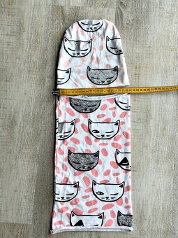 Bavlněný komplet čepice,tunelový nákrčník, kočičky, 52-54 cm - 5