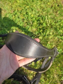 Černá lakovaná uzdečka s 5ti řadou kamínkovou čelenkou - 5