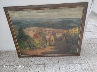 VELKÝ OBRAZ OLEJ NA PLÁTNĚ-FRANTISEK THER-SEJCKÁ LHOTA 1950 - 5