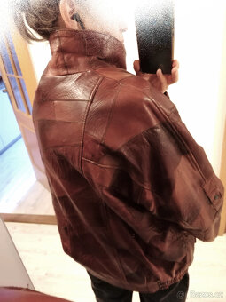 Vintage hnědá pánská kožená bunda - 5