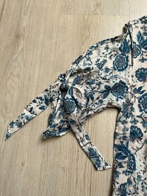 H&M Tie-sleeved Dress modro-béžové šaty, vel. 34 - 5