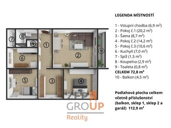 Prodej bytu 3+1 72 m², Boskovice, ev.č. 00739 - 5