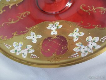 Velký starožitný etažer , smalty , 2 patra , TOP STAV - 5