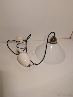 porcelánová stahovačka, bílé stínidlo, TOP stav - 5