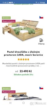 Manželská postel 160x200 z masívu a s úložným prostorem - 5