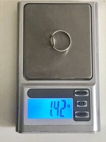 zlatý 14K 585 prsten bílé zlato vel.51 16,2mm - 5