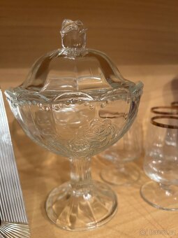 Porcelán sošky sklenice broušené sklo - 5