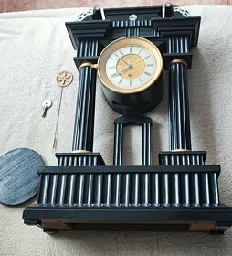 starožitné dvousloupkové hodiny Biedermeier chodové - 5