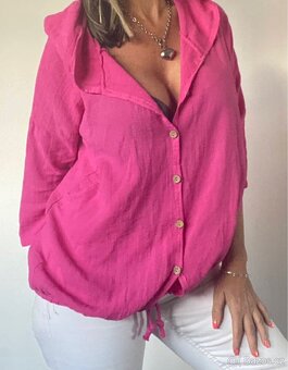Mušelínová propínací košile s kapucí - M/L/XL - 5