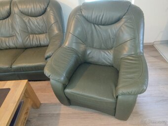 Rohová, kožená rozkládací sedací souprava - 5