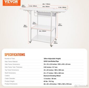 Pracovní stůl skládací na kolečkách - 5