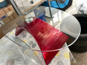 Konferenční stolek skleněný červená design 3ks - 5