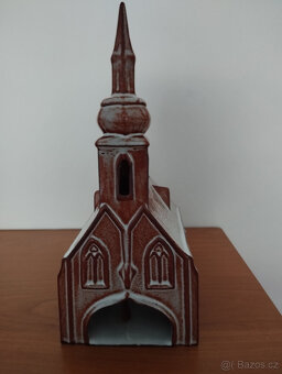 Keramický kostel, svícen, na svíčku - 5