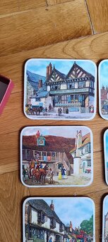 6 retro podtácků / prostírání s anglickými historickými moti - 5