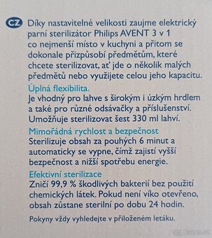 Elektrický parní sterilizátor Philips AVENT 3 v 1 - 5