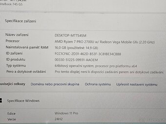 HP EliteBook 745 G5 - Ryzen 7 Pro 2700U, 16GB RAM, SSD - 5