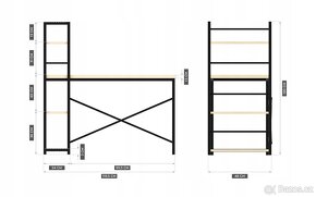Moderní počítačový stůl s regálem - hnědý - 5