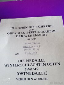 Wehrmacht Dekret Ostmedaille 1941/42 - 5