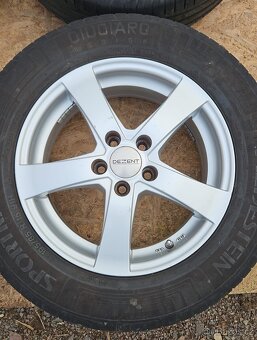 195/65 R15 letní pneu obuté na 15" Alu kola Dezent, 5x100 - 5