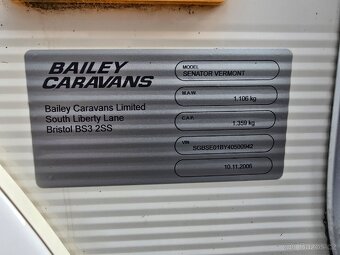 Bailey Senátor Vermont r.v.2006 Pro 2/3 osoby Pojezd Nádrž - 5